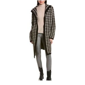 MAX STUDIO Women's Houndstooth Jacquard Open-front Cardigan In Black